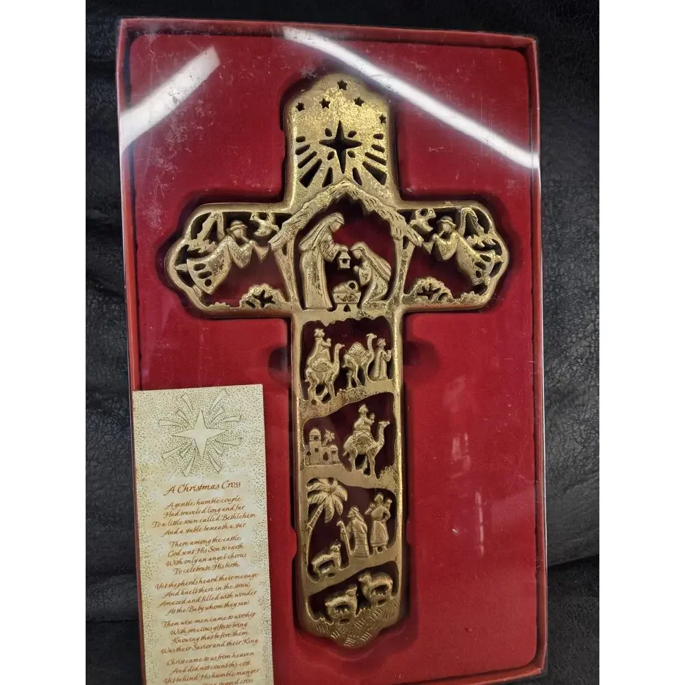 Vintage Dicksons Nativity Cross Wall Plaque Christmas Poem New Box Cokesbury